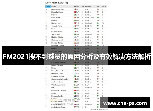 FM2021搜不到球员的原因分析及有效解决方法解析